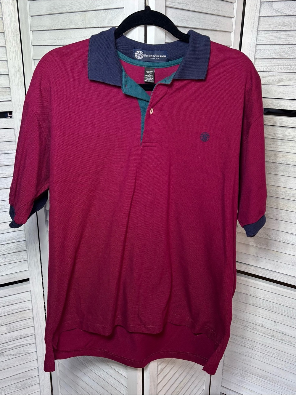 Smith & Wesson Men’s XL Polo Shirt Burgundy Navy Teal Embroidered Logo